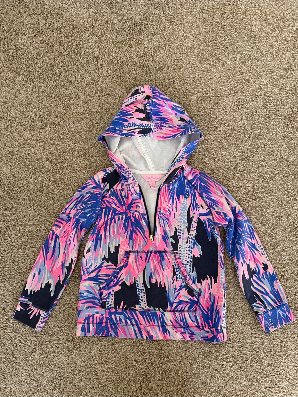 Lilly Pulitzer Pink & Blue Tropical Zip Hoodie